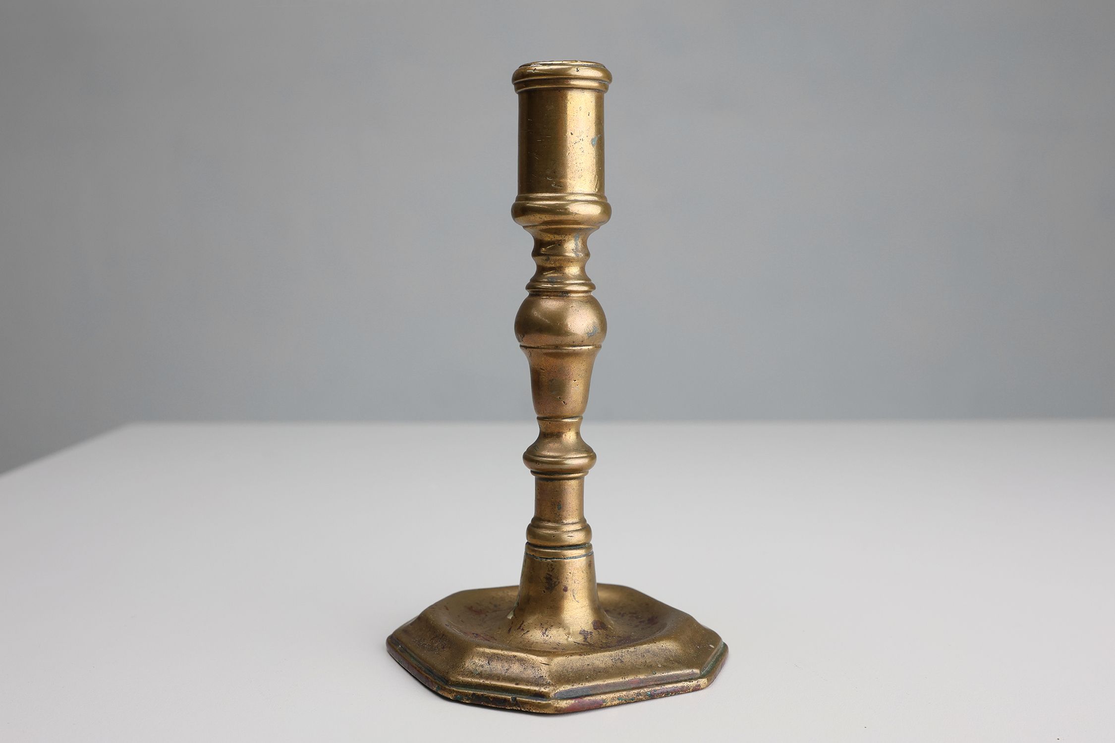 Antique French early 17th century haute epoque copper candlestick thumbnail